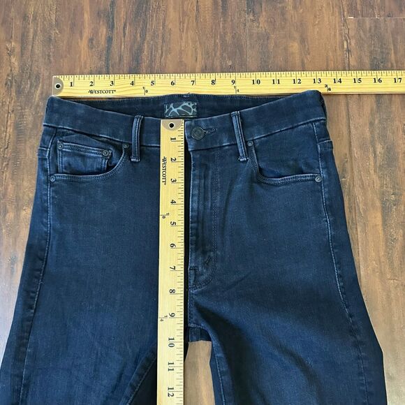 MOTHER Looker Ankle Fray Jeans Blackbird Denim High Waisted Skinny - Picture 13 of 15